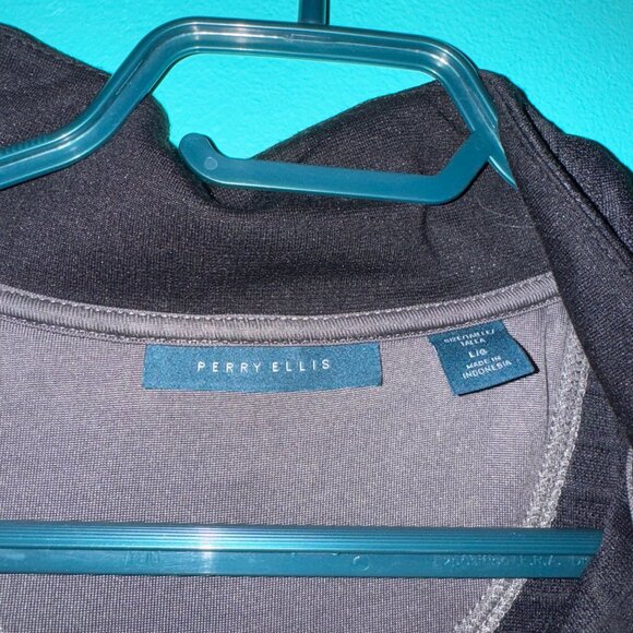 Black Perry Ellis Zip Up Sweater Size L - Picture 2 of 3